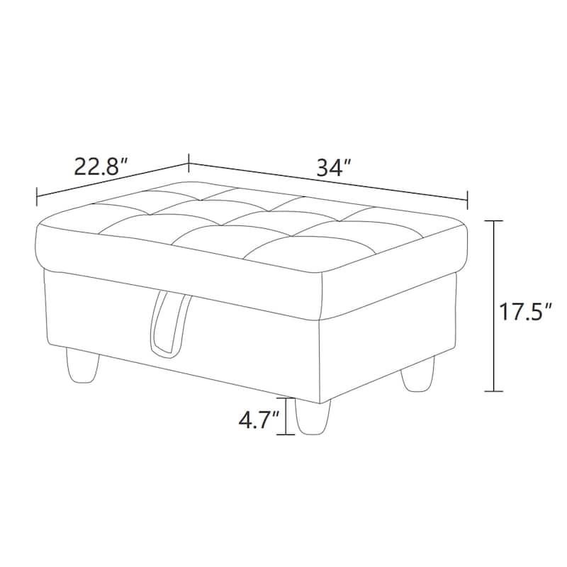 Black Faux Leather Storage Ottoman