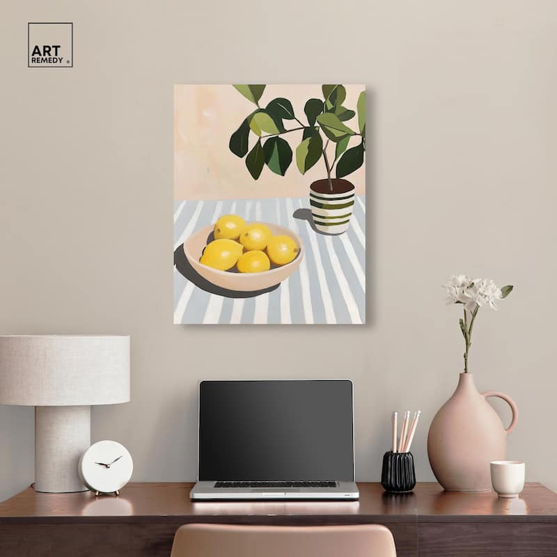Lemon with Green Canvas by Art Remedy, Gallery Wrapped