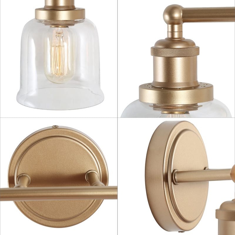 Modern Gold Dimmable LED Bathroom Mirror Vanity Lights Cylinder Glass Wall Sconce