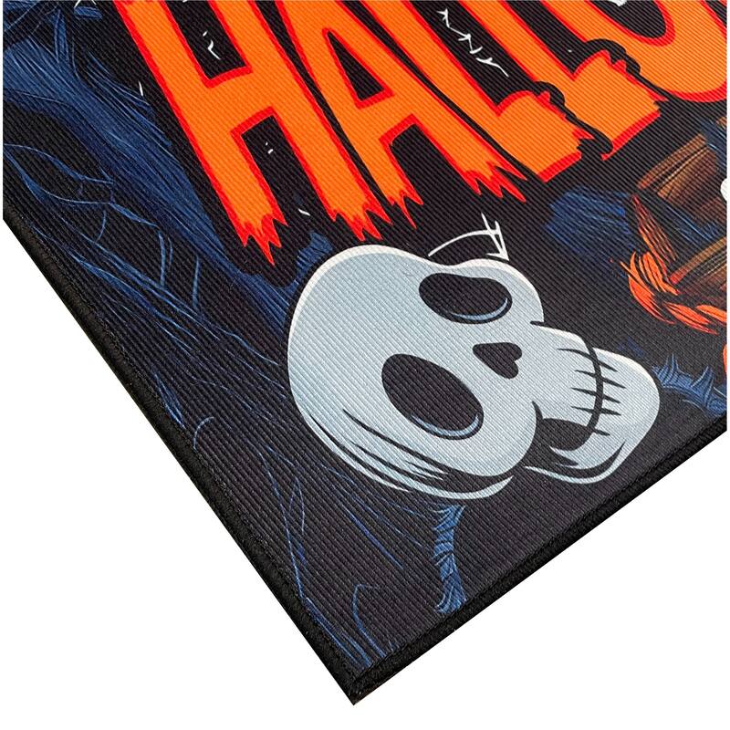 31" x 19" - Halloween Orange Black Non-Slip Washable Low Pile Kitchen Mat Entrance Door Mat