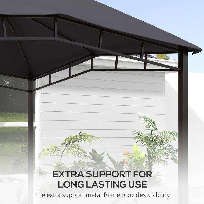 10' x 10' Soft Top Patio Gazebo Outdoor Canopy with Unique Geometric Design Roof, All-weather Steel Frame, Gray