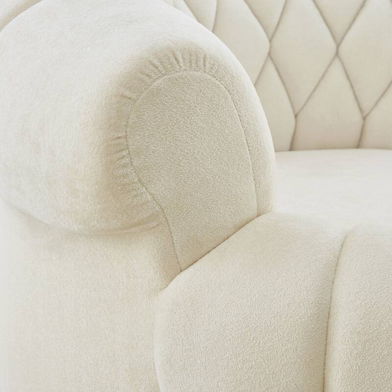 360° Swivel Chair Accent Chair Chenille Upholstered Single Sofa Chair Round Club Chair for Living Room Bedroom