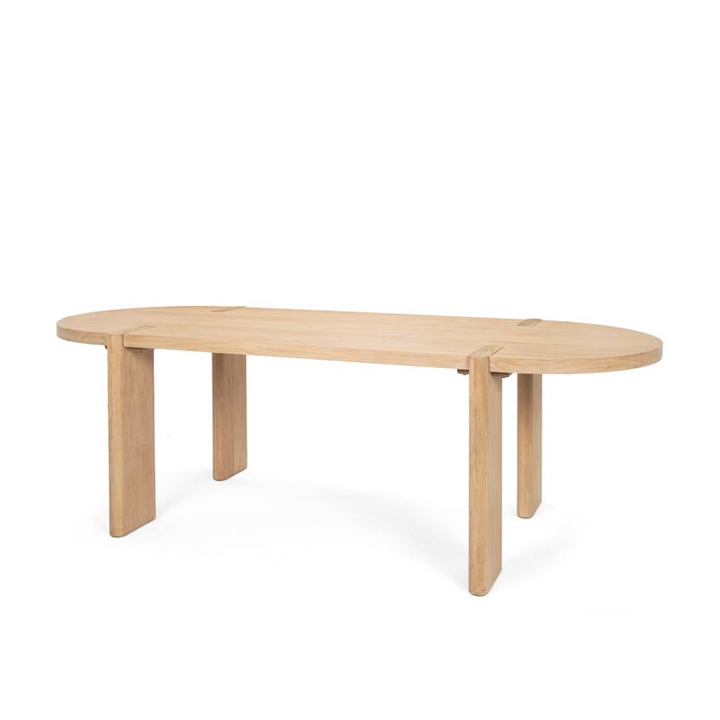 HomeRoots 91" Light Brown Wood Oval Dining Table - 91.00 in. x 30.00 in. x 38.00 in.