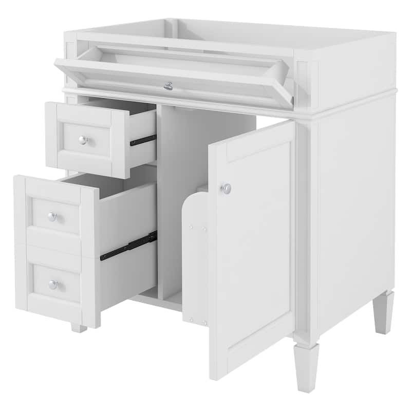 30" Bathroom Vanity without Top Sink, Modern Bathroom Storage Cabinet with 2 Drawers and a Tip-out Drawer (NOT INCLUDE BASIN)