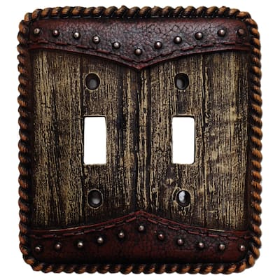 Paseo Road by HiEnd Accents Woodgrain Double Wall Switch Plate, 5 X 5, 1PC