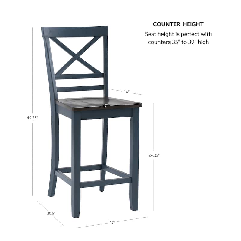 Kiri Blue 24-Inch Counter Height Bar Stool (Set of 2)