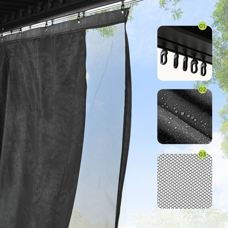 10 ft. x 10 ft. Aluminum Louvered Pergola with Adjustable Roof and Curtains