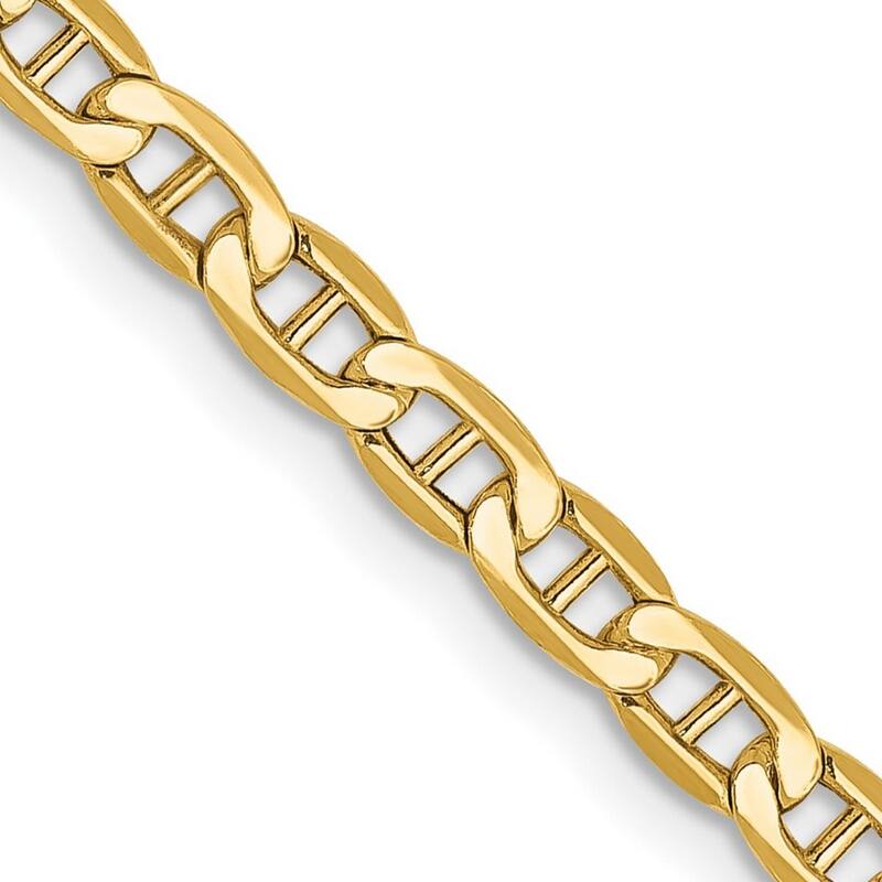 Curata 10k Yellow Gold 3.2mm Semi-solid Anchor Link Chain Necklace (Lobster) Options: 16 18 20 24