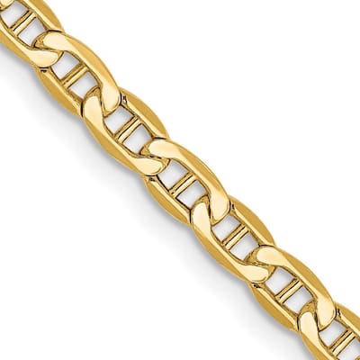 Curata 10k Yellow Gold 3.2mm Semi-solid Anchor Link Chain Necklace (Lobster) Options: 16 18 20 24