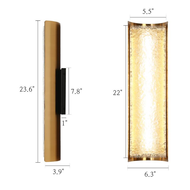 Modern Large LED Flush Mount Wall Lights Glam Armed Sconce Glam Bathroom Light - 6.3"W x 3.9"D x 23.6"H