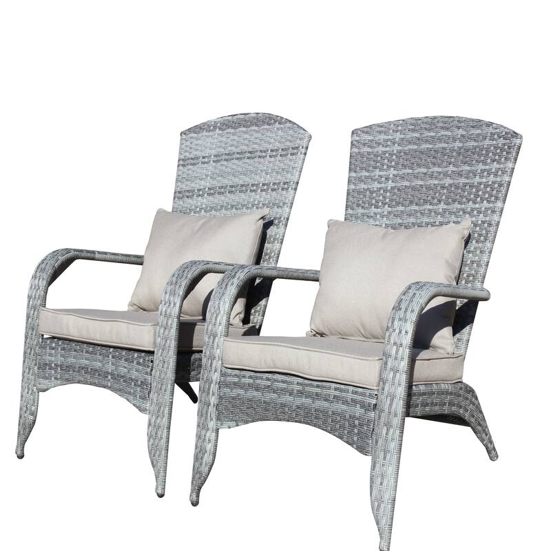 2 PCS Patio Wicker Chair with Cushions and Legs