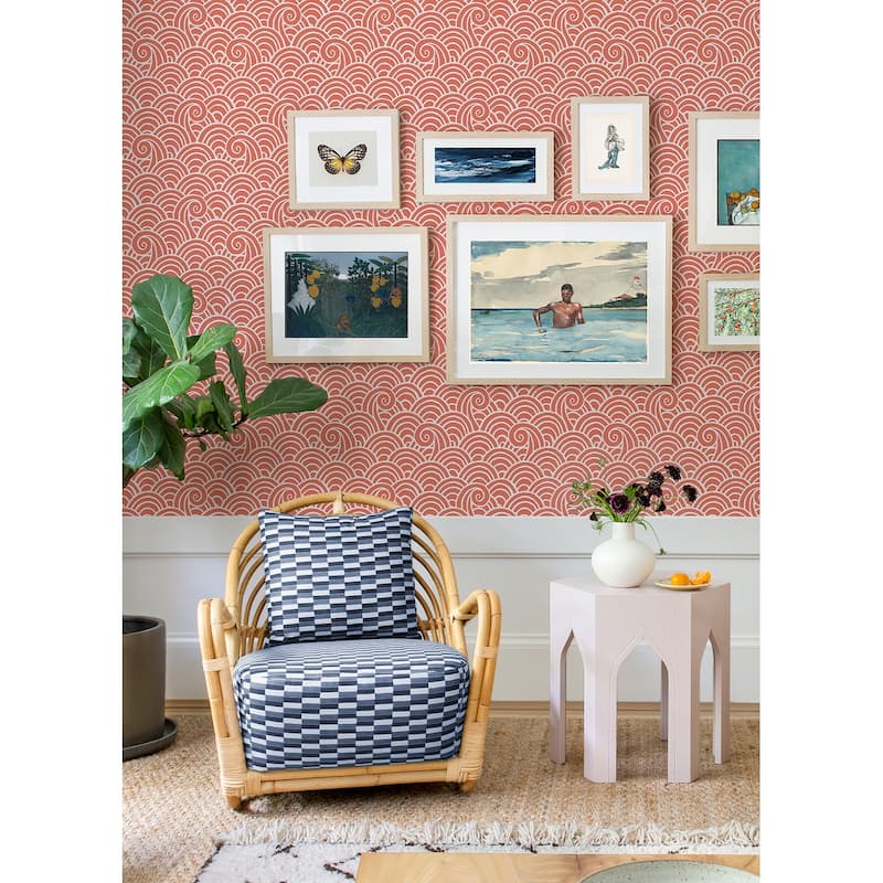 A-Street Prints Alorah Coral Wave Wallpaper