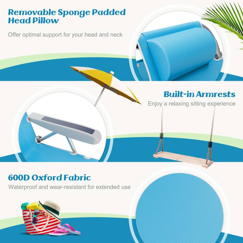 Goplus 1/2 PCS Folding Beach Chair for Adult Lightweight Aluminum