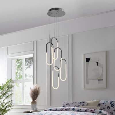 Five Clips Dimmable Integrated LED Chandelier - N/A