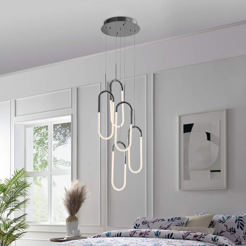 Five Clips Dimmable Integrated LED Chandelier - N/A