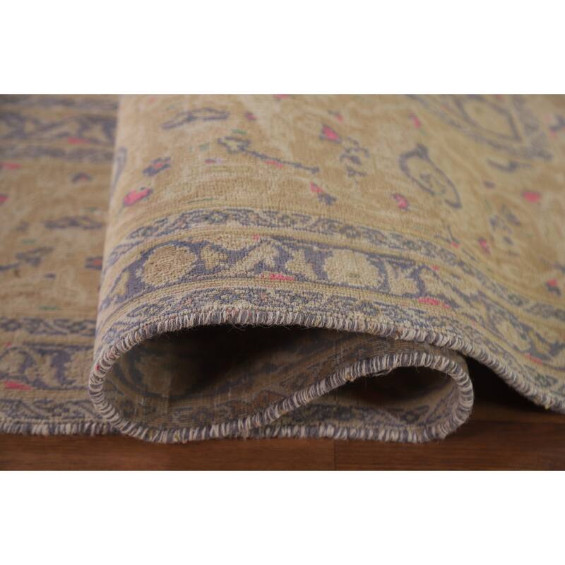 Hand Knotted Oriental 100% Wool Carpet Traditional Floral Coral Mashad Area Rug - 12' 7'' X 9' 3''