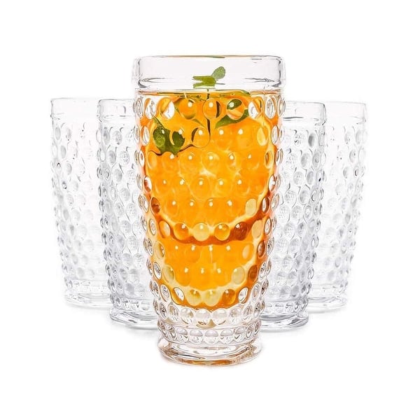 Set of 6 Hobnail Highball Glasses 13.32oz Clear Glass Vintage Drinking  Glasses for Drinks - 3.35"W x 5.90" H - On Sale - Bed Bath & Beyond -  34550315