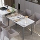 preview thumbnail 2 of 25, 55” Rectangular Kitchen Dining Table Sintered Stone Tempered Glass Top with Metal Frame Table