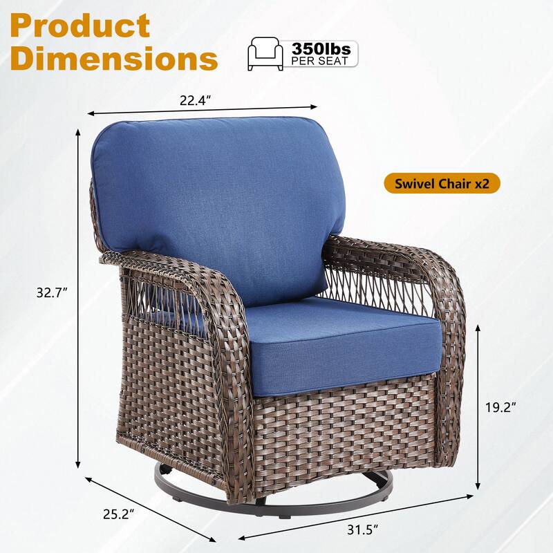 Pocassy Swivel Chair Table with Outdoor Ottoman Set.