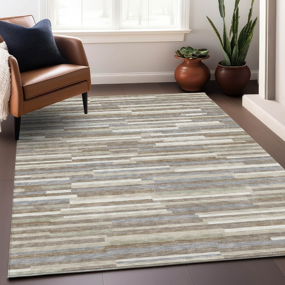 Premium Washable Super Soft Geo Stripes Mayfield Rug