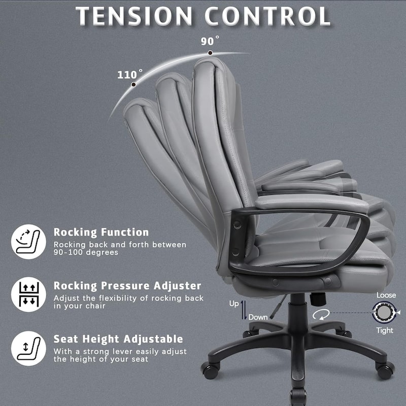 Bossin Big and Tall Office Chair High Back Executive Chair Ergonomic Adjustable Executive Leather Chair,400lbs