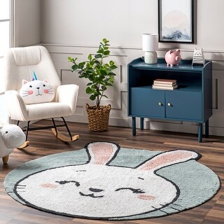 Nuloom Vera SpinClean Bunny Machine Washable Kids Area Rug