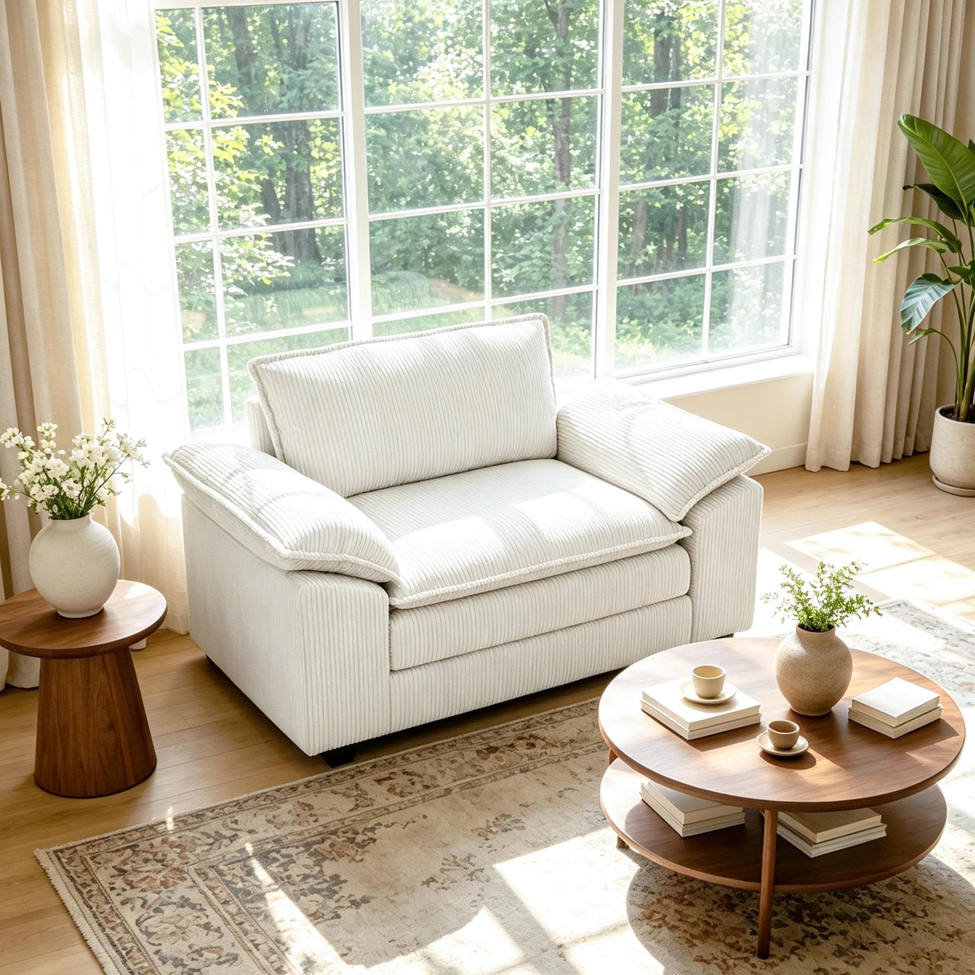 Modern Corduroy Accent Chair Upholstered Armchair