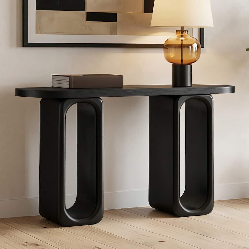 Christopher Knight Home - Arliss Modern Art Console Table, Sculptural Oval Cutout Base & Thick Rounded Tabletop - 50" L