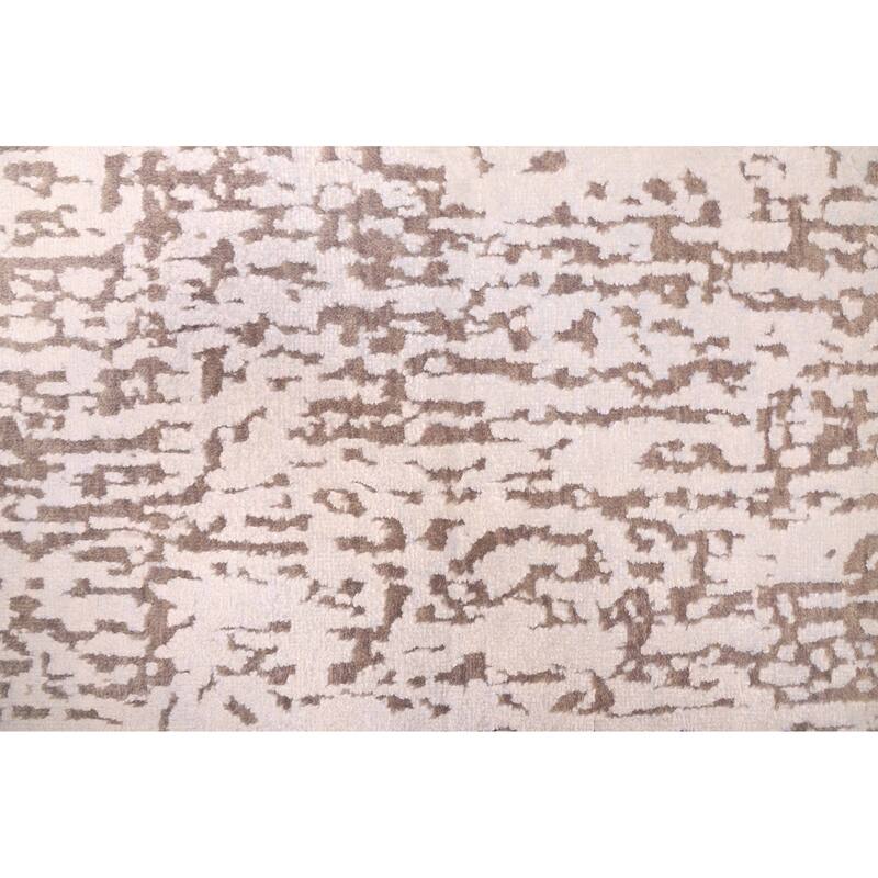 ECARPETGALLERY Hand-knotted Legacy Silver, Taupe Silk, Wool Rug - 2'6 x 9'11