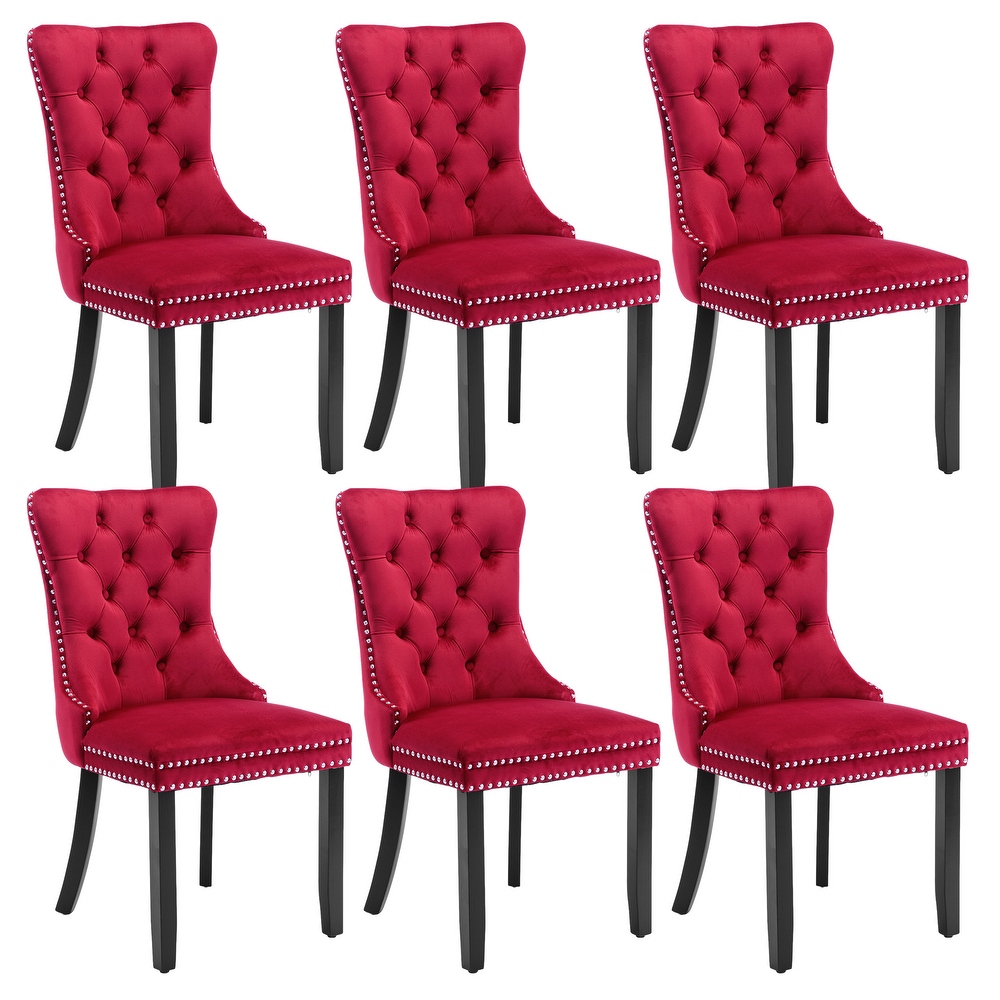 Red velvet discount dining room chairs