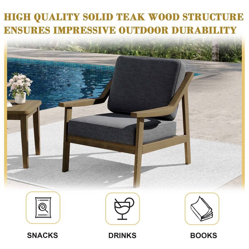 Outdoor Patio Club Chair Arm Lounge Cushion Chair (Set of 2)