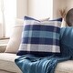 preview thumbnail 1 of 3, Artistic Weavers Lucian Handmade Blue Plaid Cotton Throw Pillow 18"H x 18"W - Feather Down