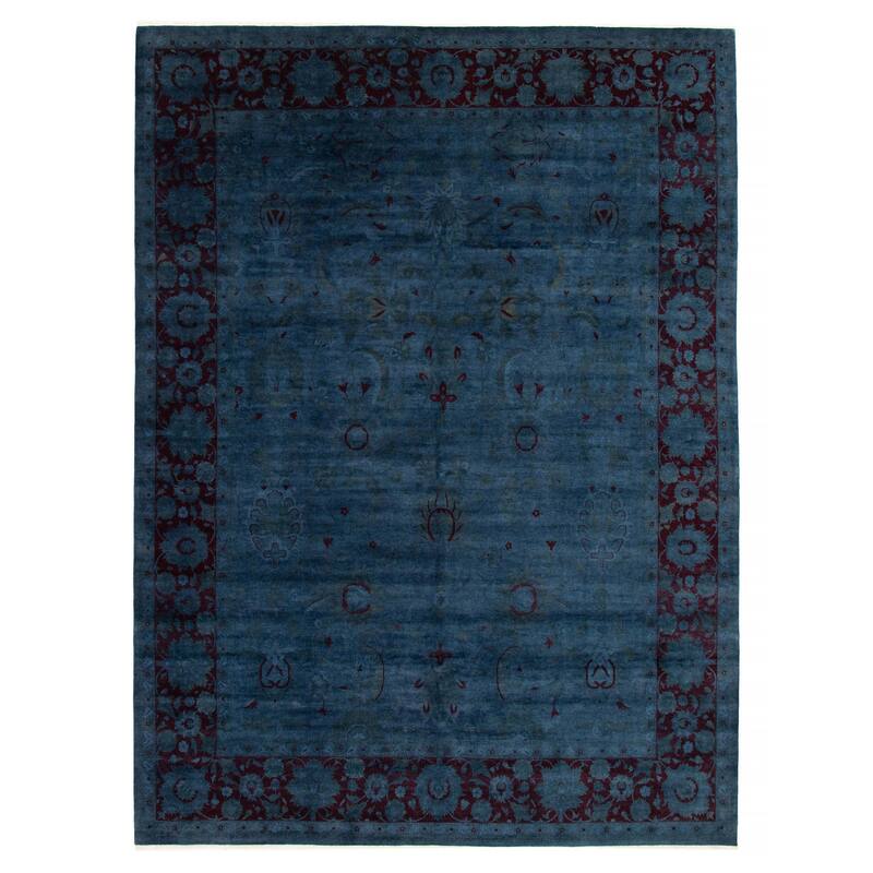 ECARPETGALLERY Hand-knotted Vibrance Blue Wool Rug - 8'10 x 11'10 - Dark Blue - 8'10 x 11'10