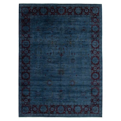 ECARPETGALLERY Hand-knotted Vibrance Blue Wool Rug - 8'10 x 11'10