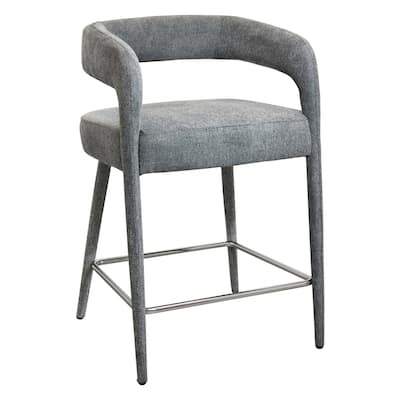 Modern Counter Height Bar Stool with Arms 25-Inch Low Back Upholstered Fabric Seat Metal Frame - 22" x 21" x 35"