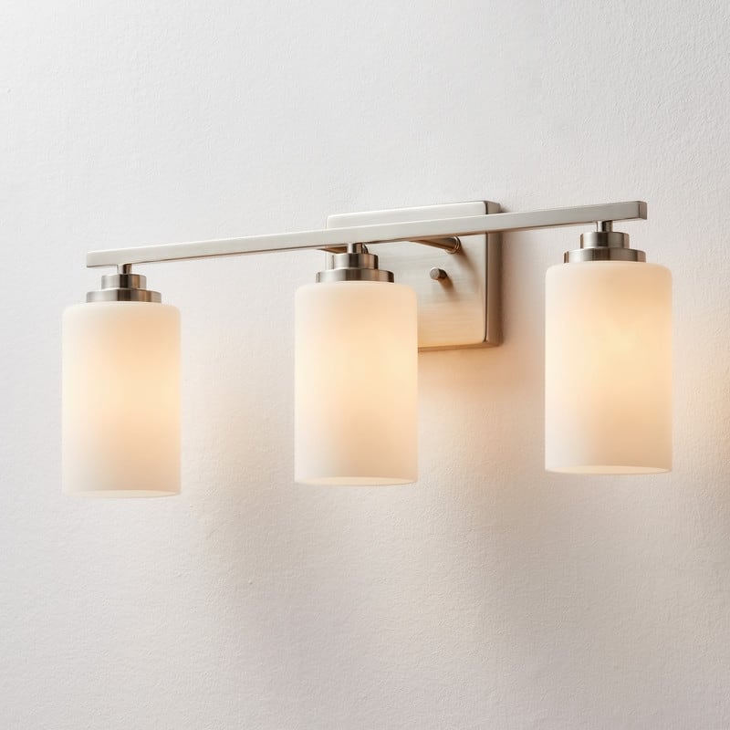 KAWOTI 3-Light Dimmable Bathroom Vanity Light with Frosted White Glass
