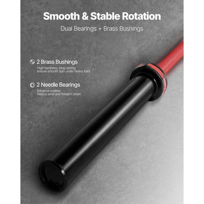 2-Inch Plate Compatible Steel Barbell with Brass Bushings and Diamond Knurled Handle