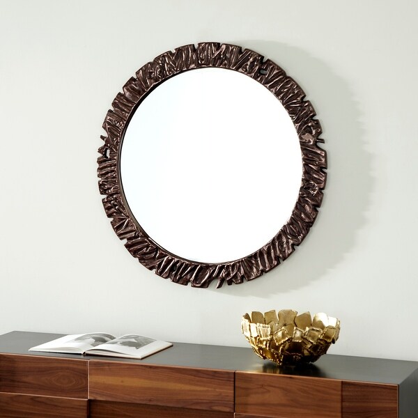 Shop Large Round Wall Mirror with Textured Gunmetal Frame ...