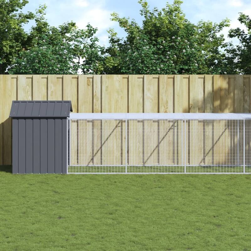 vidaXL Chicken Cage with Run Light Gray/Anthracite multisize Galvanized Steel