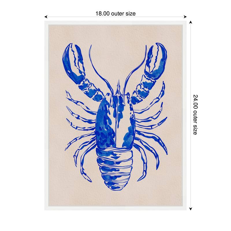 Kate and Laurel Sylvie Lobster Framed Canvas by Nikita Jariwala
