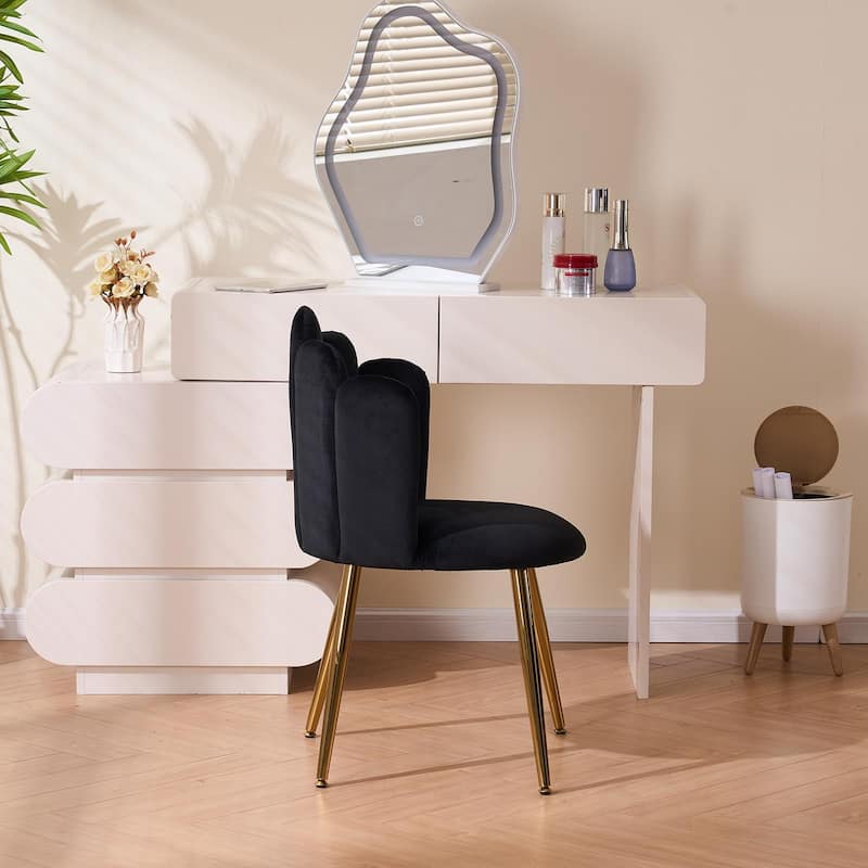 Velvet Vanity Chair Makeup Chair for Vanity with Golden Metal Legs