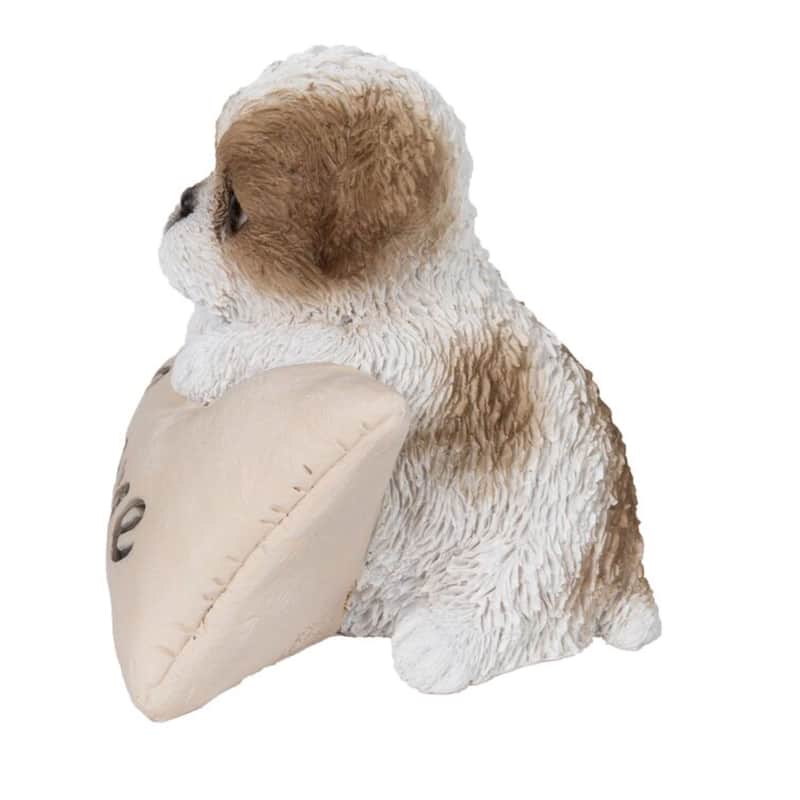 Shih Tzu with Welcome Sign Outdoor Garden Statue - 5.25"