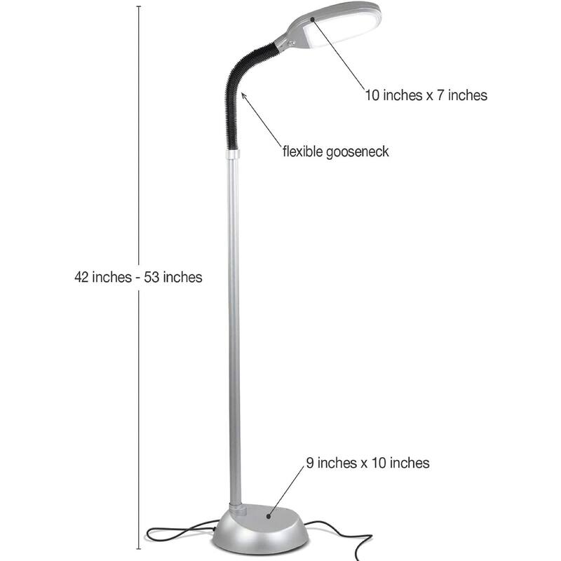 Brightech Litespan 53 in. Platinum Silver Industrial Dimmable LED Floor Lamp with Height Adjustable Gooseneck Head