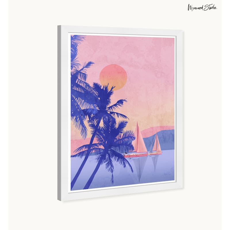 Wynwood Studio Coral Coastal Sailing Framed Beachfront Coastal Prints
