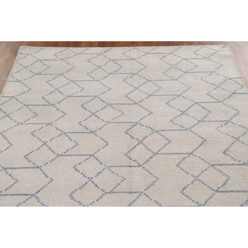 All-Over Moroccan Indian Area Rug Hand-Knotted Wool Carpet - 5'0"x 7'11"