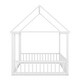 preview thumbnail 11 of 11, White Full Size Pine Wood Floor Bed with House Roof & Guardrails