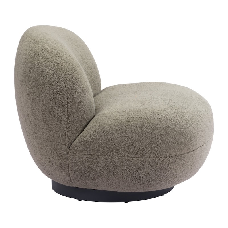 HomeRoots 30" Khaki Green And Black Sherpa Slipper Chair - 29.9' X '26.8' X '31.5