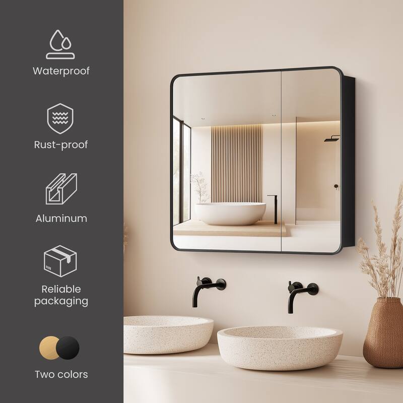 Talayuela Rectangular Aluminum Framed Medicine Cabinet with Mirror