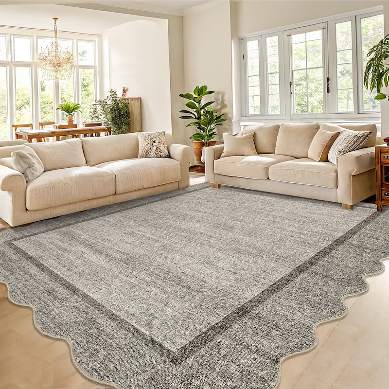 Garvee Scallop Solid Washable Area Rug - 5'x7' - Brown