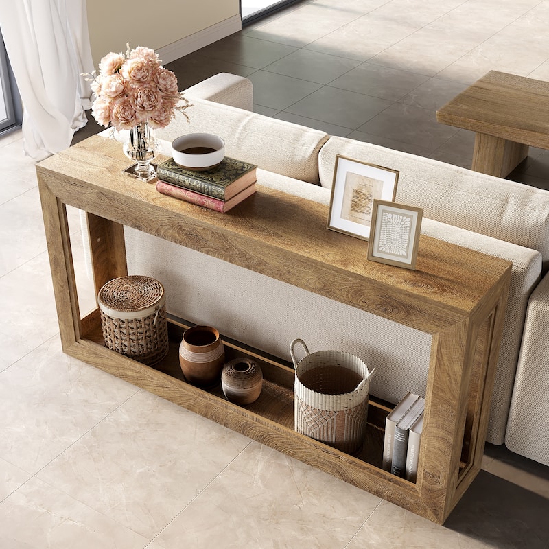 63'' 2-Tier Console Table Behind Sofa Couch for Entryway Living Room